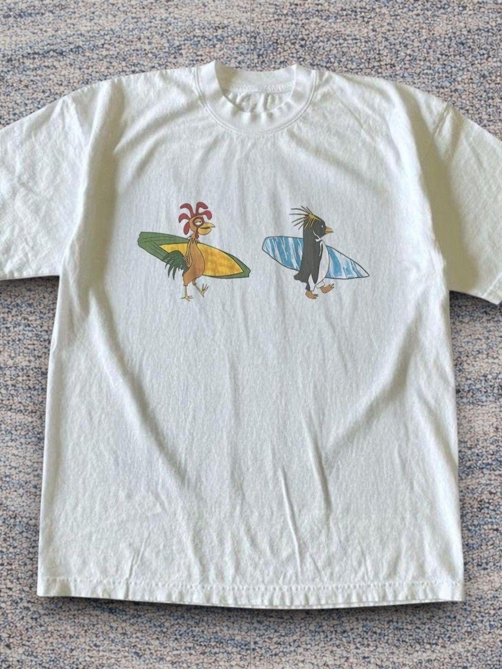 Gildan White T-Shirt with Surf Bird Graphics